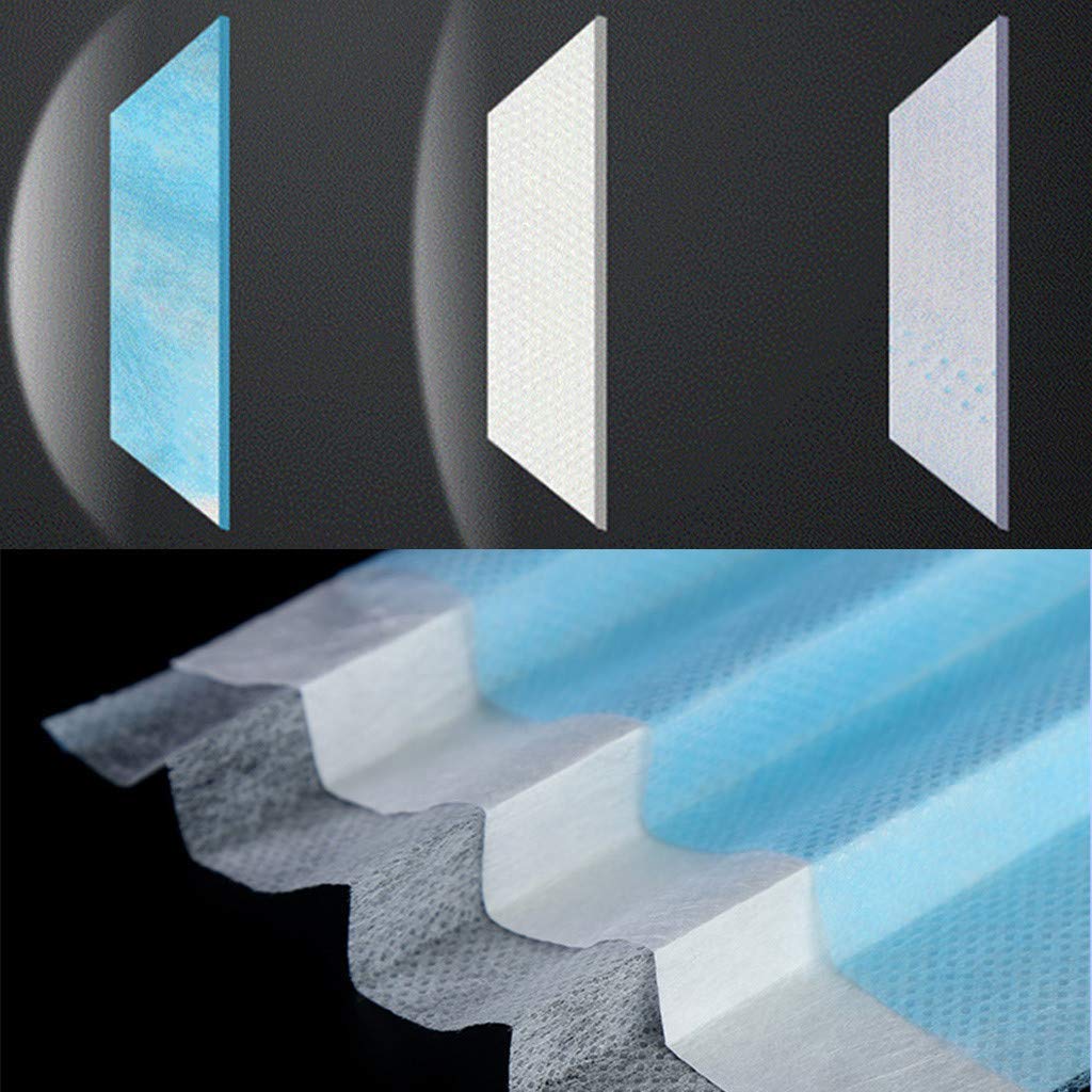 50Pack of BFE95% Face Masks, 3-Ply Cotton Filter Medical Sanitary for Dust, Germ Protection