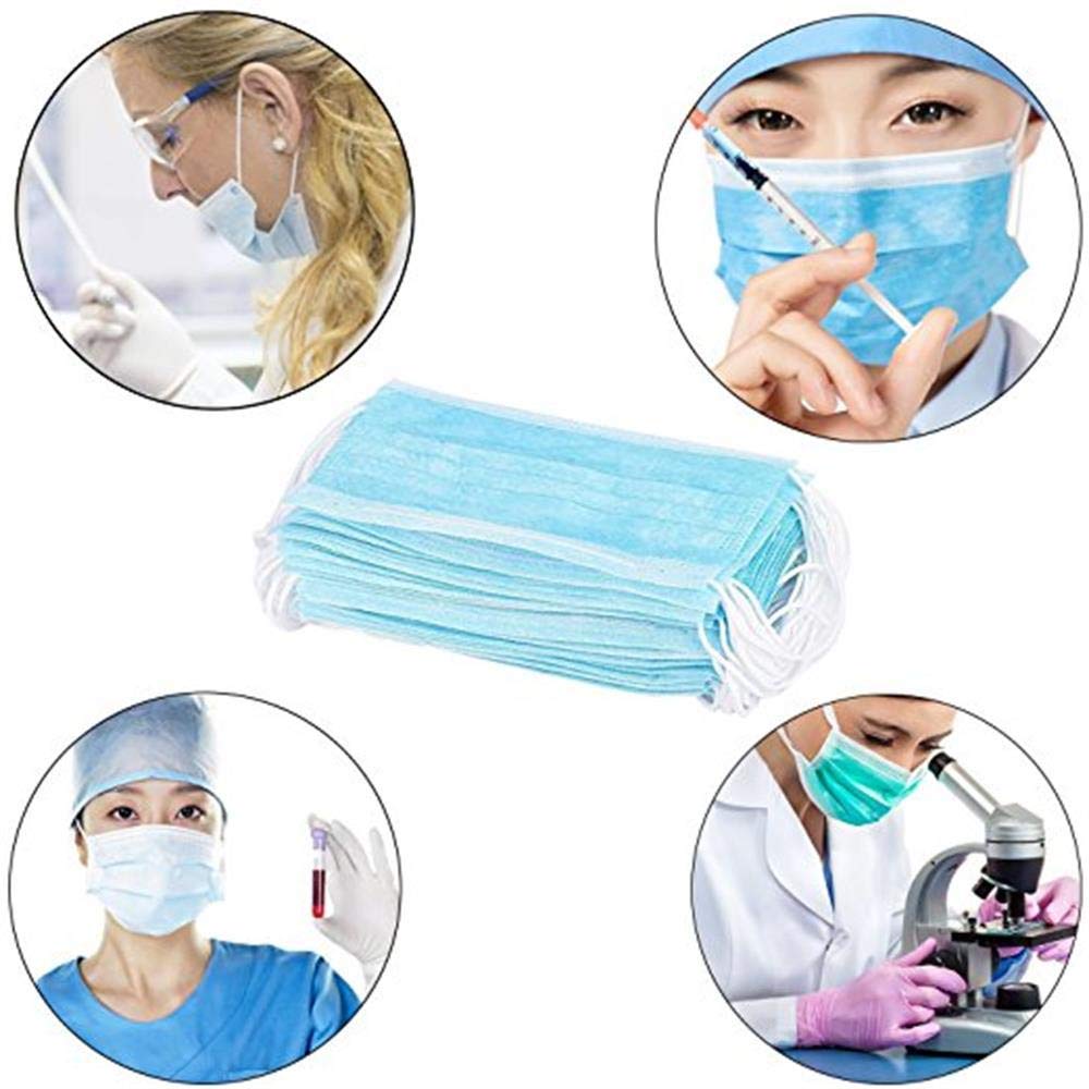 50Pack of BFE95% Face Masks, 3-Ply Cotton Filter Medical Sanitary for Dust, Germ Protection