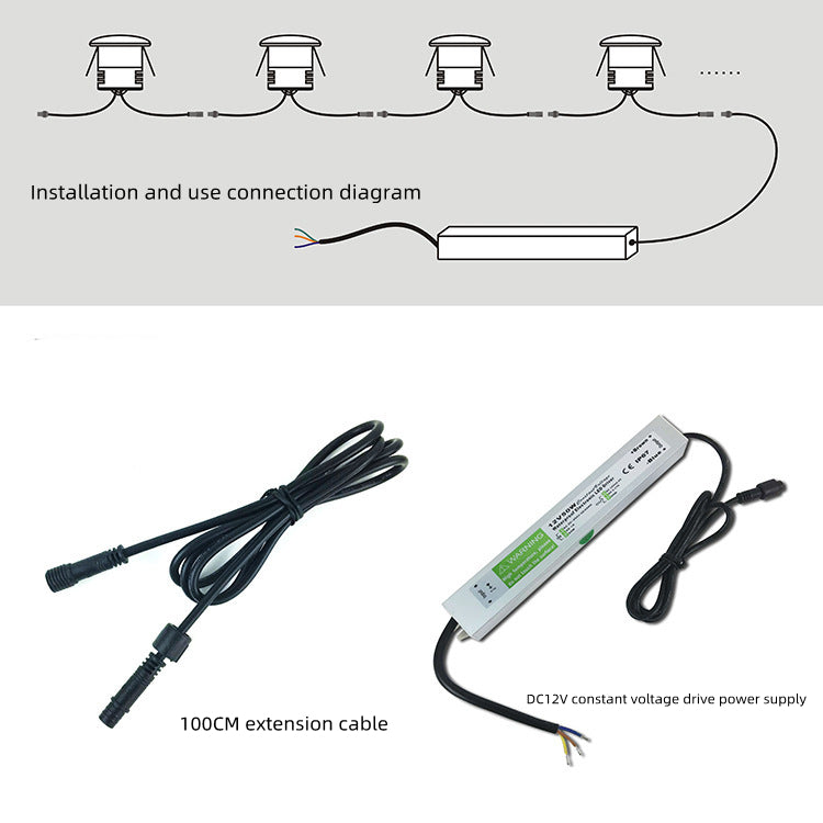 Lot de 8 spots LED encastrés d'angle pour mur extérieur, 1 W, 12 V CC, IP65, en acier inoxydable