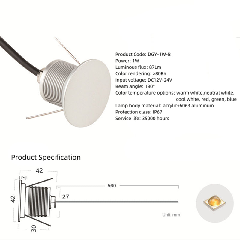 8PCS Pack 1W 12-24V DC IP67 Outdoor Moonlight LED Deck Light LED Corner Light for Corridor Steps