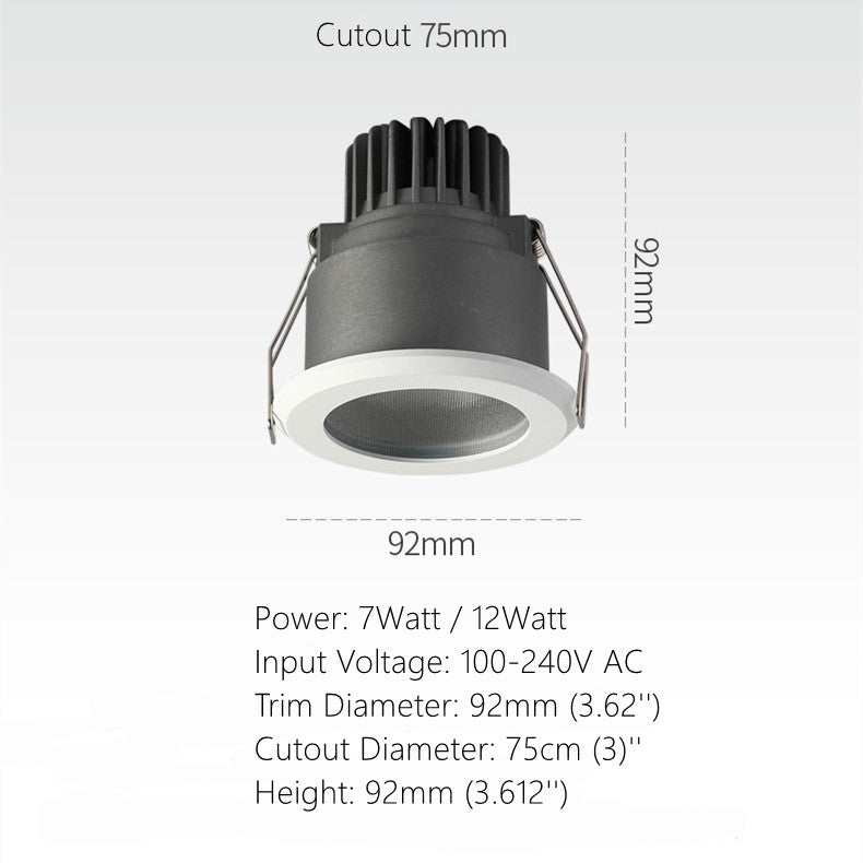 FX-1 Series Waterproof LED Downlight IP65 | 7W / 12W / 15W | CRI>80 | 100–240V | Vapor-Proof Ceiling Light for Shower, Sauna & Outdoor Use | 1 / 4 / 10-Pack | Black Housing | Non-Dimmable