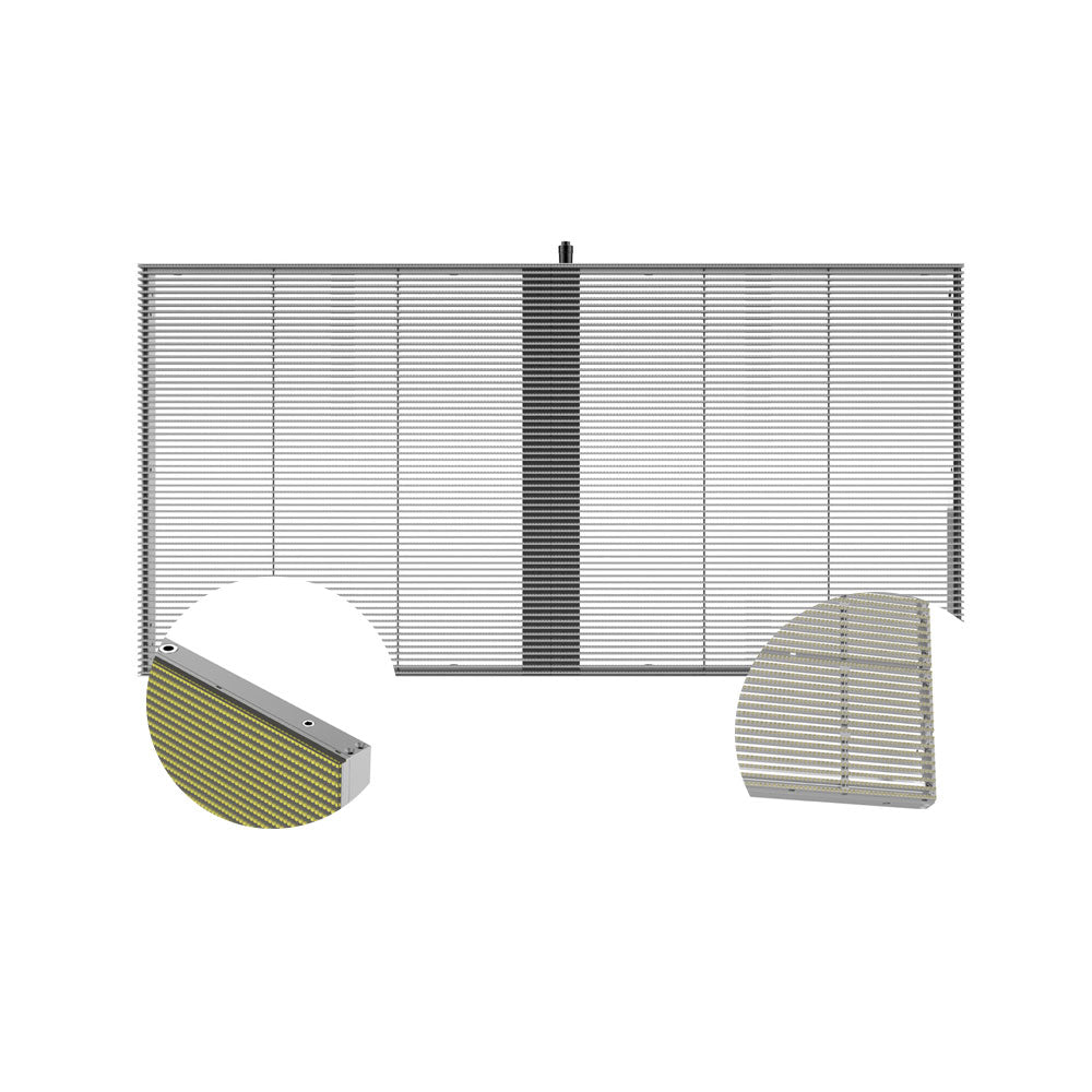 Écran LED transparent série aClear 3,9/7,8 mm pixels 1 500 nits/4 500 nits en aluminium 1 000 x 1 000 mm pour affichage intérieur sur verre/fenêtre