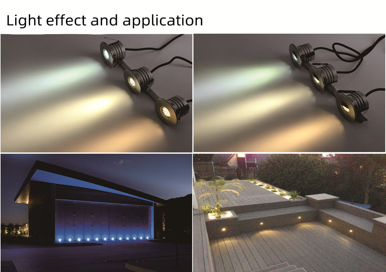 Lot de 6 spots encastrés extérieurs en acier inoxydable, 3 W, 12 V-24 V CC, IP67, antireflet, montable, à intensité variable, en nid d'abeille