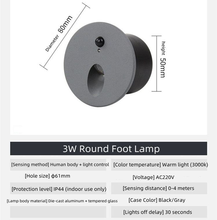 Lot de 4 appliques murales LED 3 W AC100-240 V IP65 étanches, éclairage d'escalier à induction infrarouge