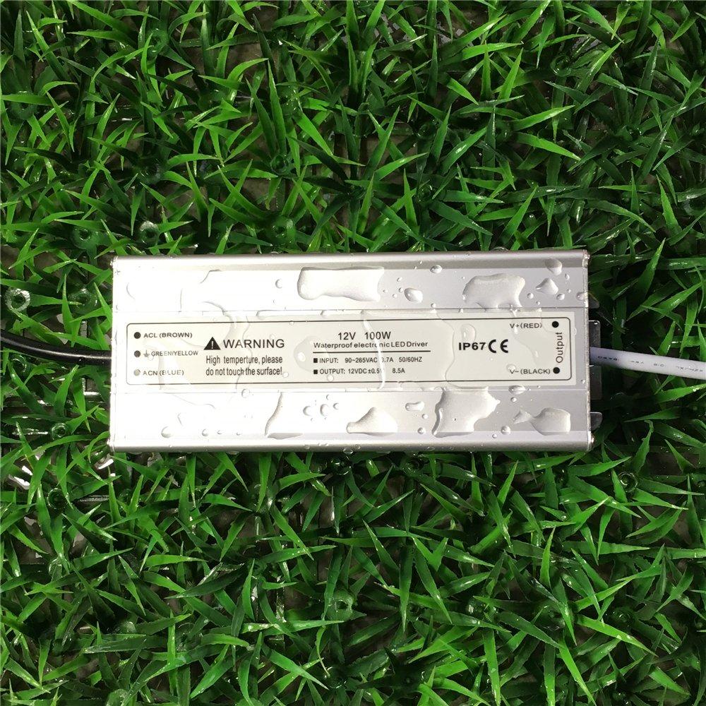 Waterproof IP67 LED Power Supply 110V 220V AC to 12V DC Driver Transformer 3-Prong Plug 3.3 Feet Cable