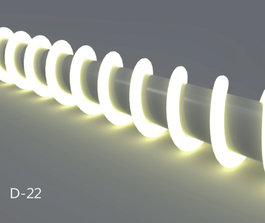 Neon Light Housing – S22D Black | ⏀22mm Silicone LED Channel System | IP67 Waterproof | 8mm PCB Width | 164FT/50M | Local Stock US/UK/DE