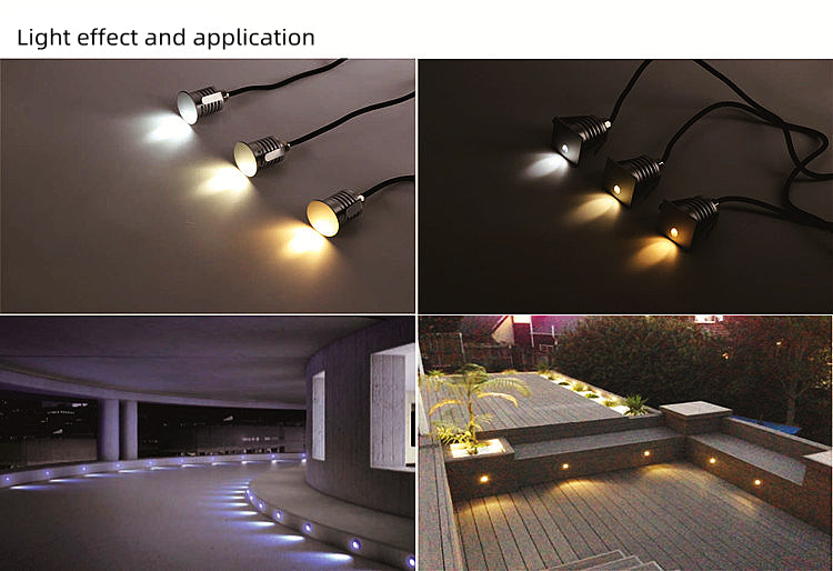 8PCS Pack  1W 12-24V DC IP67 LED Step Lights Round/Square Waterproof Dimmable Inground Light Made By 6063 Aluminum LED Wall Corner Light