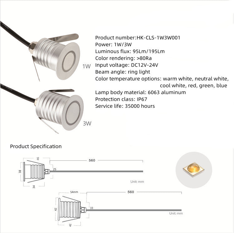 8PCS Pack DC12V-24V 1W/3W IP67 Outdoor Waterproof LED Wall Light Corridor Ladder Step LED Lights