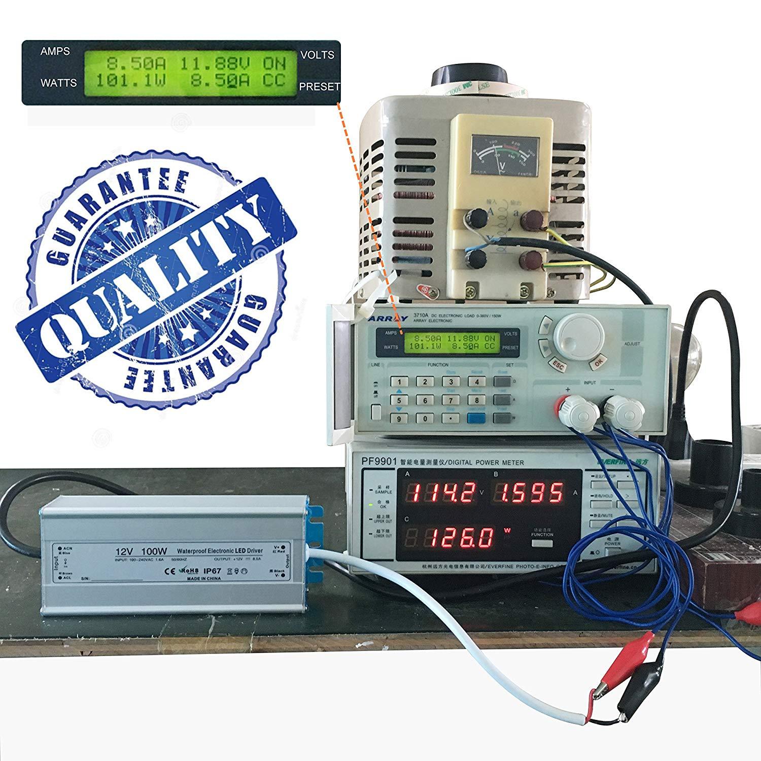 Waterproof IP67 LED Power Supply 110V 220V AC to 12V DC Driver Transformer 3-Prong Plug 3.3 Feet Cable
