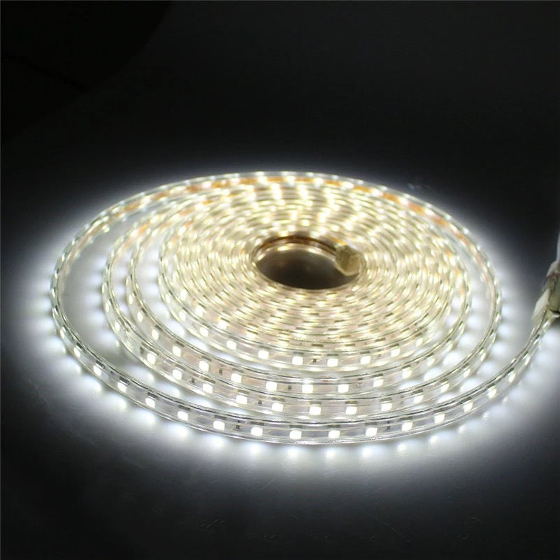 SMD5050 High Voltage LED Neon Strip Light - SMD5050 60 LEDs/M | 3000K / 4000K / 6000K / Red / Green / Blue / Pink | AC 110V / 220V | Waterproof Flexible Flat Rope Light with Power Plug | Indoor & Outdoor Decoration | 10/50M