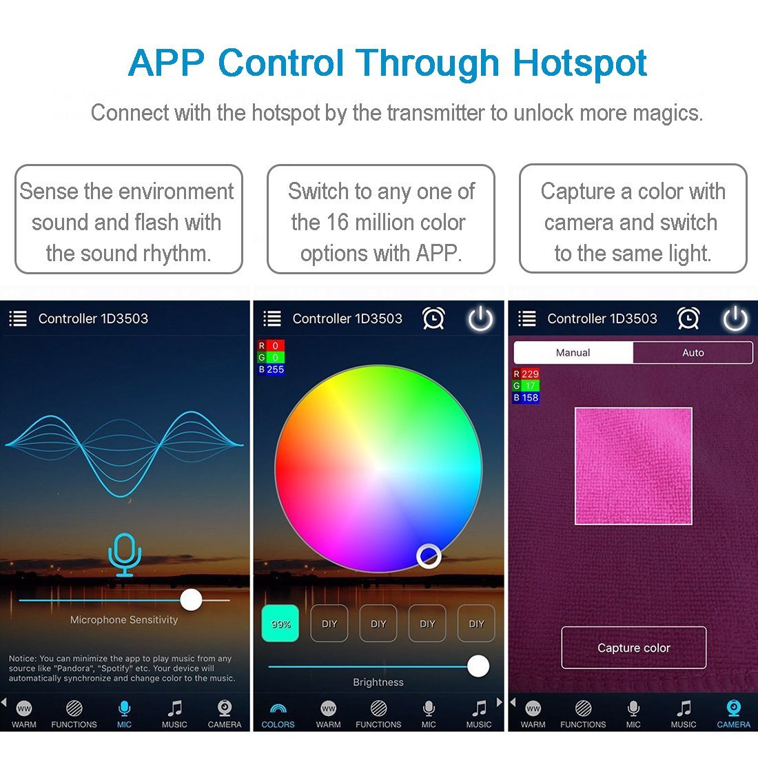 Kit de bande lumineuse LED RGB 300 LED SMD5050 de 5 m, synchronisation musicale, télécommande infrarouge, contrôle par application Wi-Fi, compatible Alexa