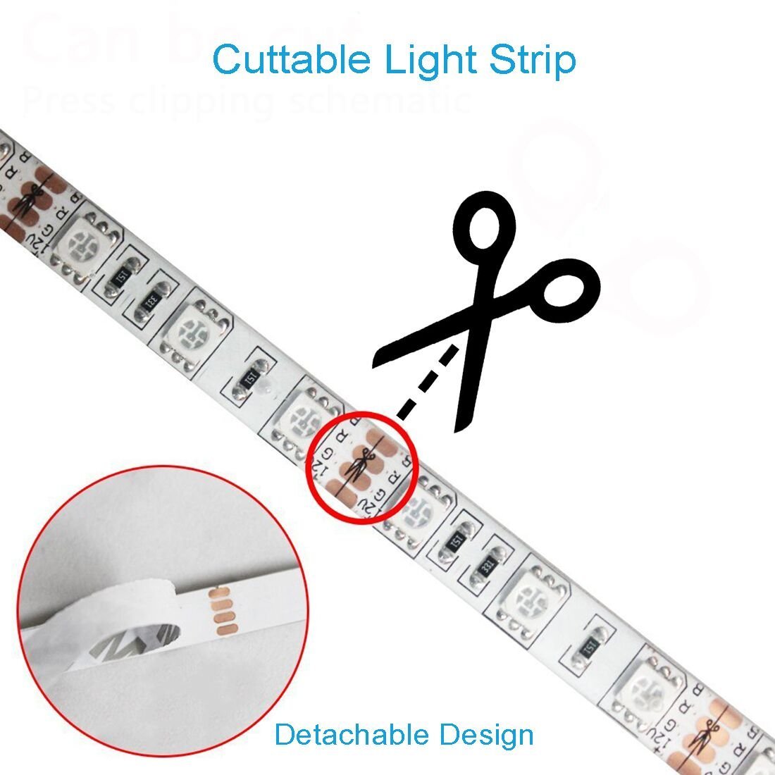 Kit de bande lumineuse LED RGB 300 LED SMD5050 de 5 m, synchronisation musicale, télécommande infrarouge, contrôle par application Wi-Fi, compatible Alexa