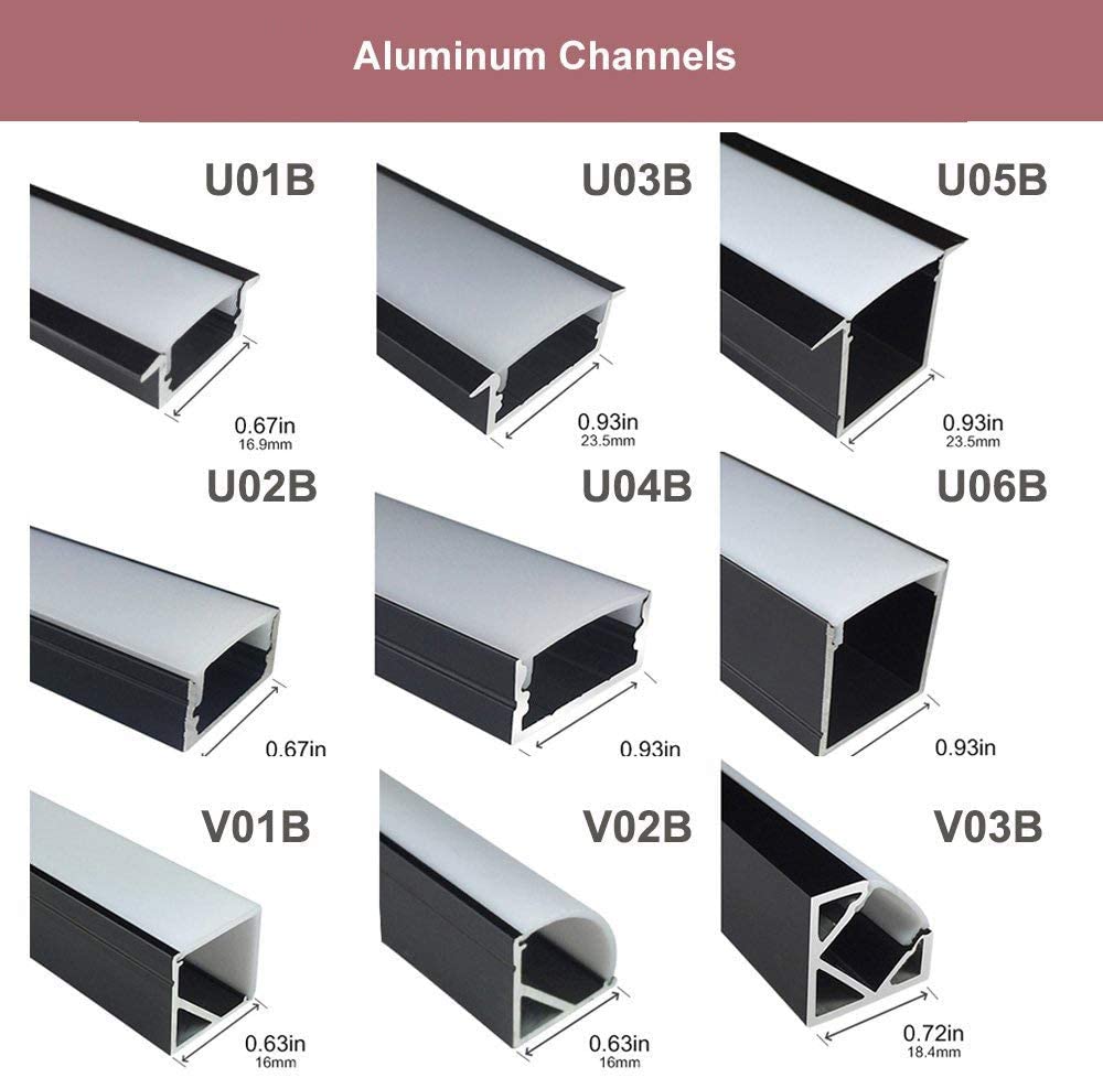 U Shape LED Channel U02–B 12mm | Silver | Milky White Cover | With Installation Accessories | – Standard Aluminum Profile – 1m / 2m / 3m | 50 / 100-Pack