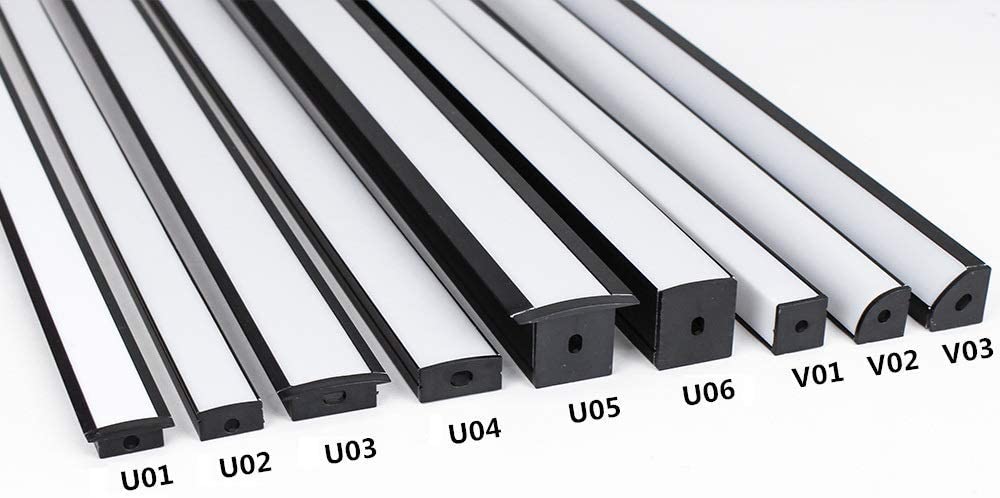 U Shape LED Channel U02–B 12mm | Silver | Milky White Cover | With Installation Accessories | – Standard Aluminum Profile – 1m / 2m / 3m | 50 / 100-Pack