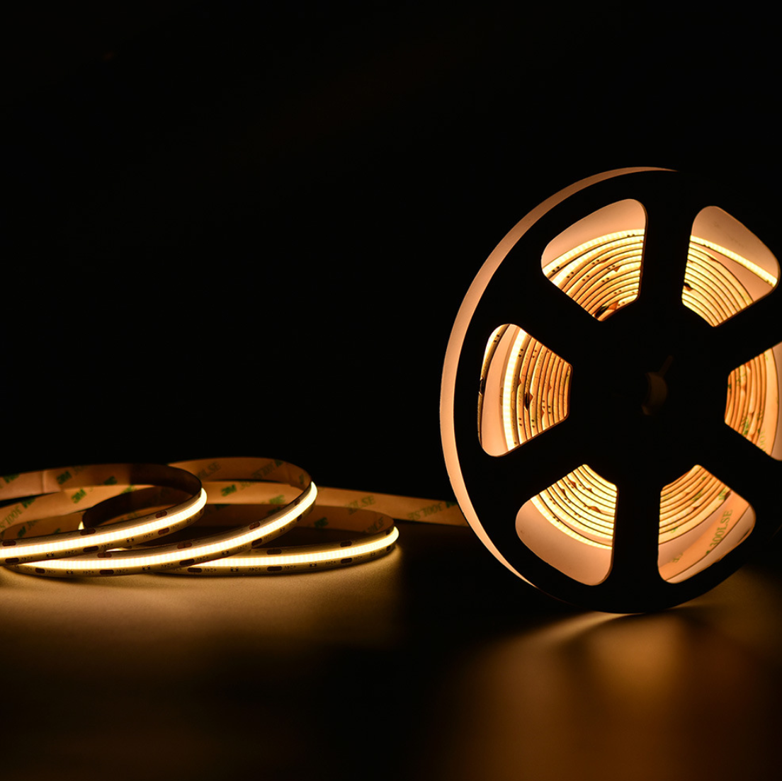 FCOB Flexible LED Strip Light | 5m (16.4ft) Roll | CRI90 | 3000K / 4000K / 6500K | 320 / 480 LEDs per Meter | 8W / 10W | 12V / 24V | 8mm Wide | Dimmable Indoor IP00 LED Ribbon