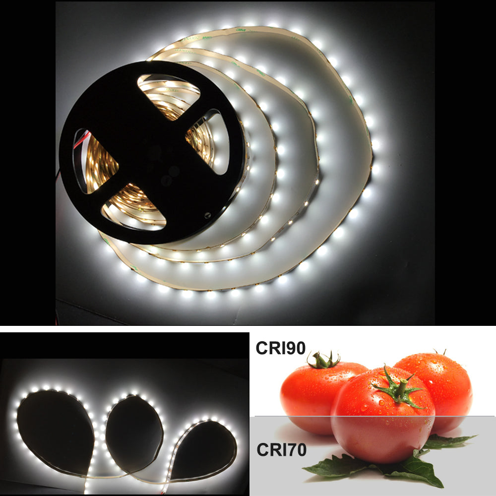 High CRI 90 LED Strips,  Flexible 5M LED Strips, SMD2835-300 60 LEDs Per Meter 8mm Wide Tape