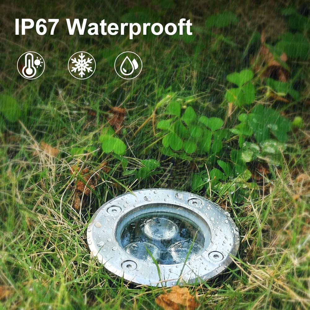 3W Low Voltage Inground LED Spotlight – Warm White | DC 12V / 24V | IP67 Waterproof | Outdoor Landscape & Path Lighting | for Driveway, Deck, Step & Garden Lighting | 6-Pack