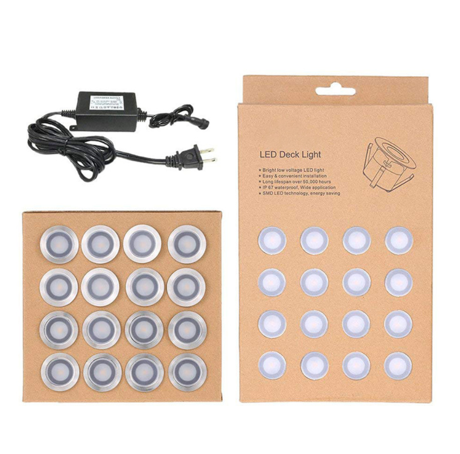 Lot de 16 spots LED encastrés pour terrasse, étanches IP67, pour jardin, cour, escaliers, salle de bain et cuisine
