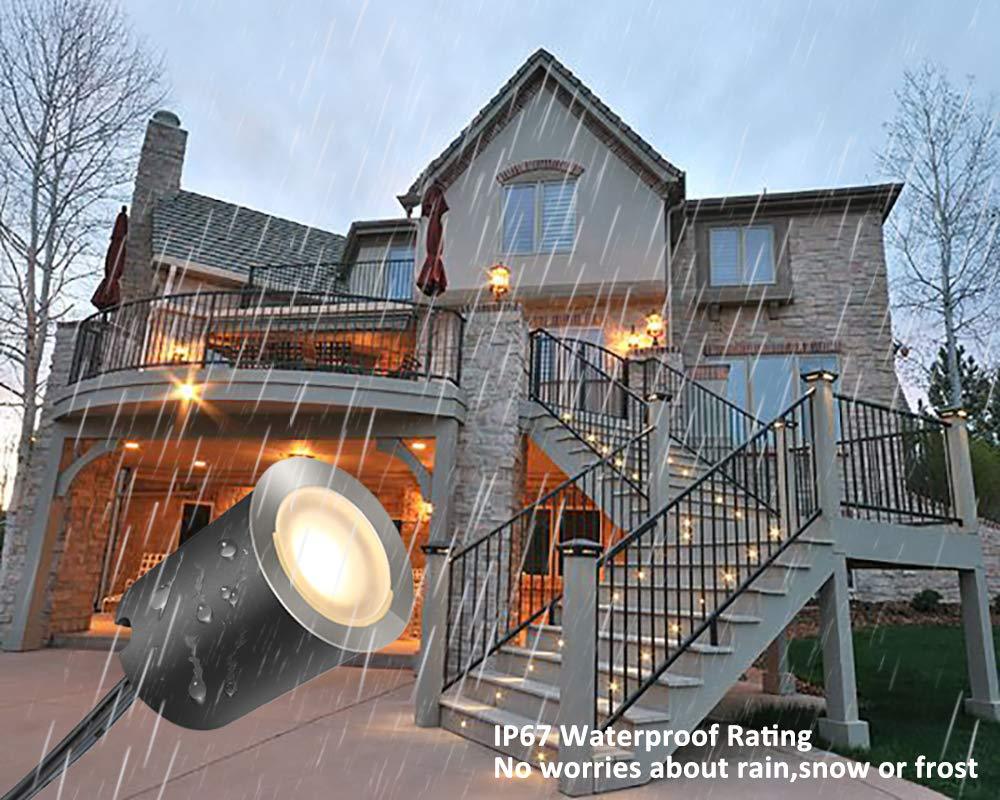 Lot de 16 spots LED encastrés d'extérieur, étanches IP67, avec coque de protection noire, pour jardin, cour, escaliers, salle de bain et cuisine
