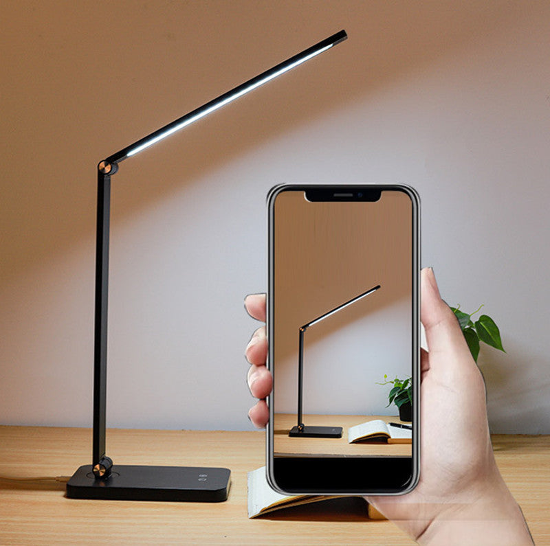 Lampe de bureau LED avec chargeurs sans fil et port de charge USB pour la maison et le bureau, lampe de bureau avec minuterie pour la lecture, les études et les travaux manuels