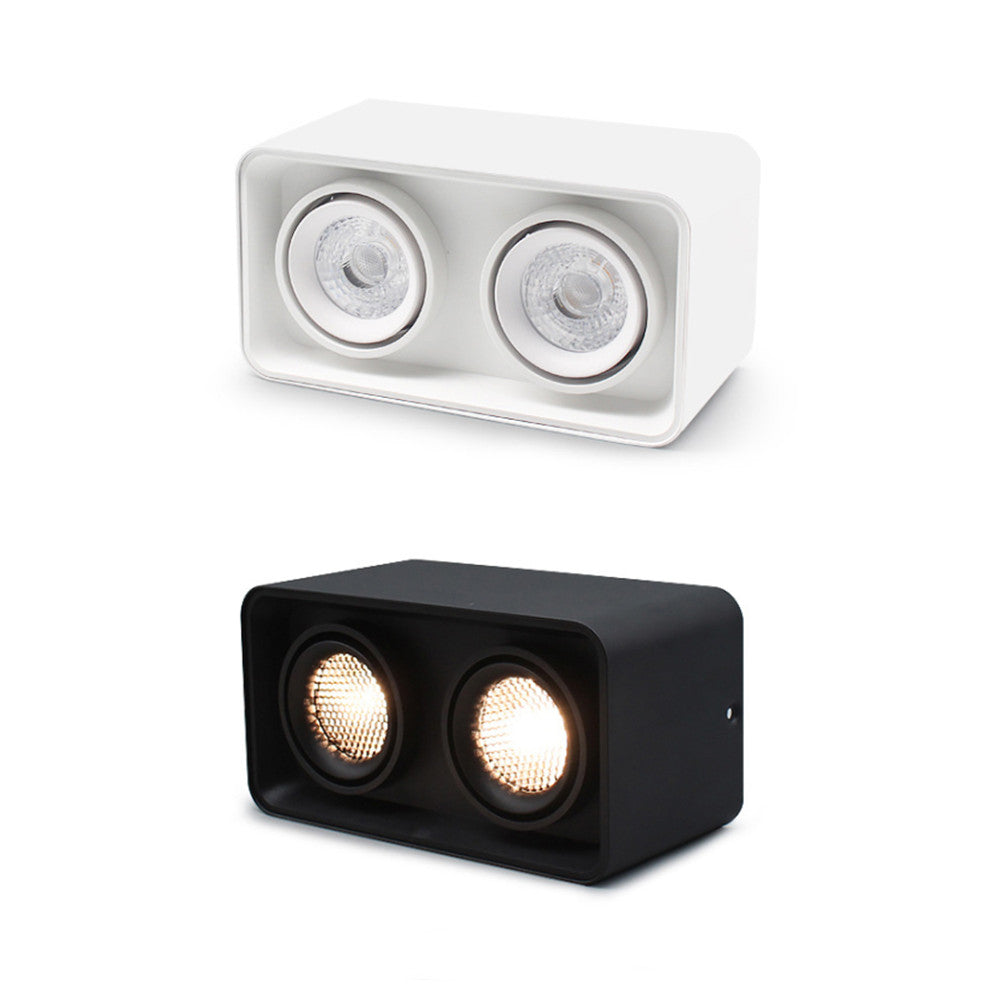 Lot de 2 spots LED carrés à double tête 7 W/10 W AC110-AC220 V, antireflet, pour salon, maison, plafond, allée