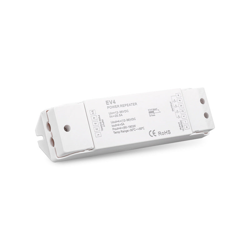 EV4 RGBW/RGBWW Amplifier Repeater – DC12V-36V | 4-Channel Signal Booster for LED Strips