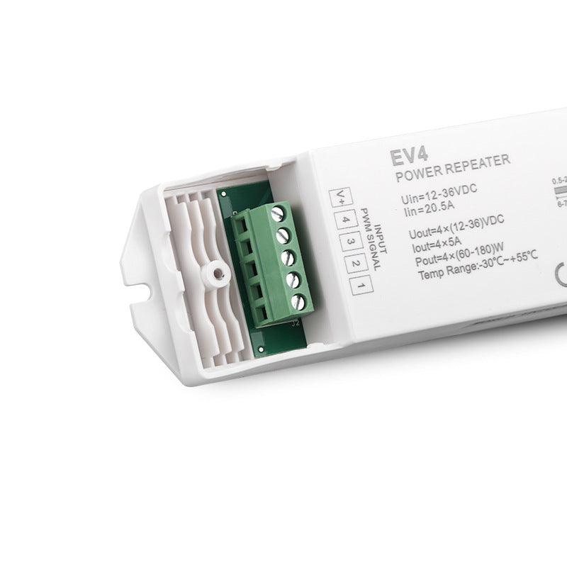 Amplificateur-répéteur EV4 RGBW/RGBWW – DC12V-36V | Amplificateur de signal 4 canaux pour bandes LED