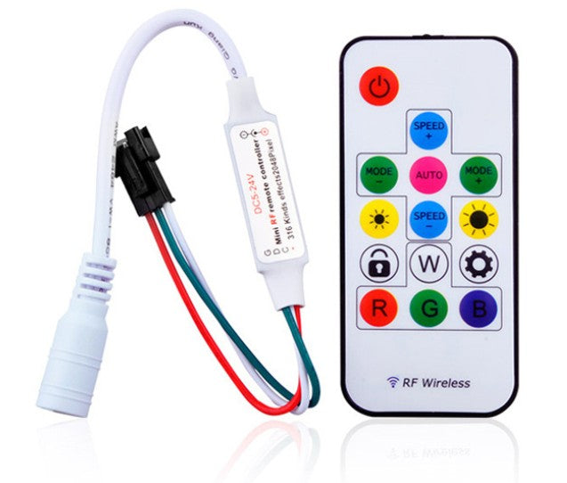 Mini LED Controller 14 Key RF Wireless Remote Pixel SPI Controller for Addressable Dream Color RGB LED Lights DC5-24V