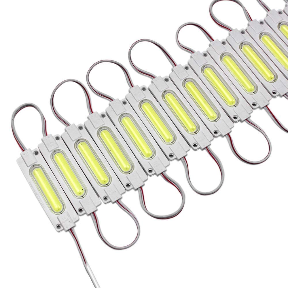 Lot de 20 modules LED COB 2 W, faisceau 160 °, DC 12 V, 100 lm, étanche IP65, avec ruban adhésif au dos