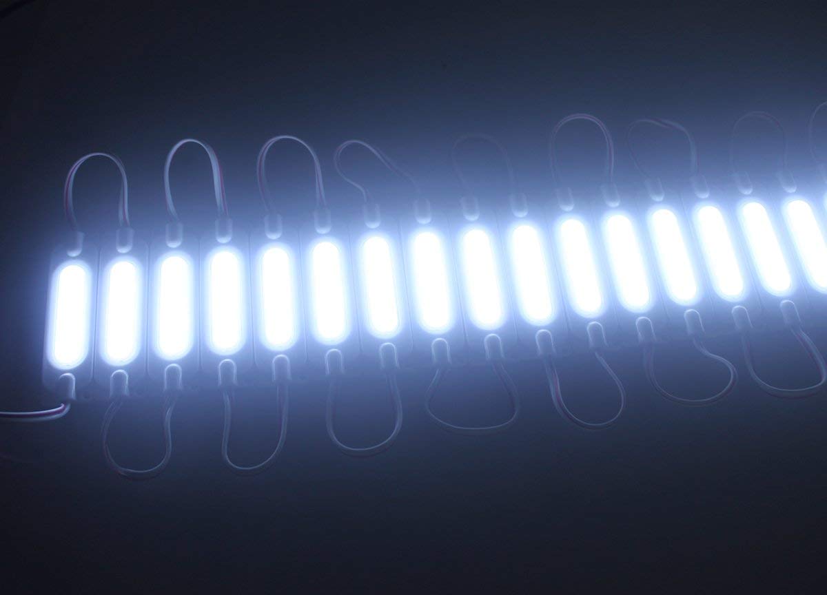 Lot de 20 modules LED COB 2 W, faisceau 160 °, DC 12 V, 100 lm, étanche IP65, avec ruban adhésif au dos