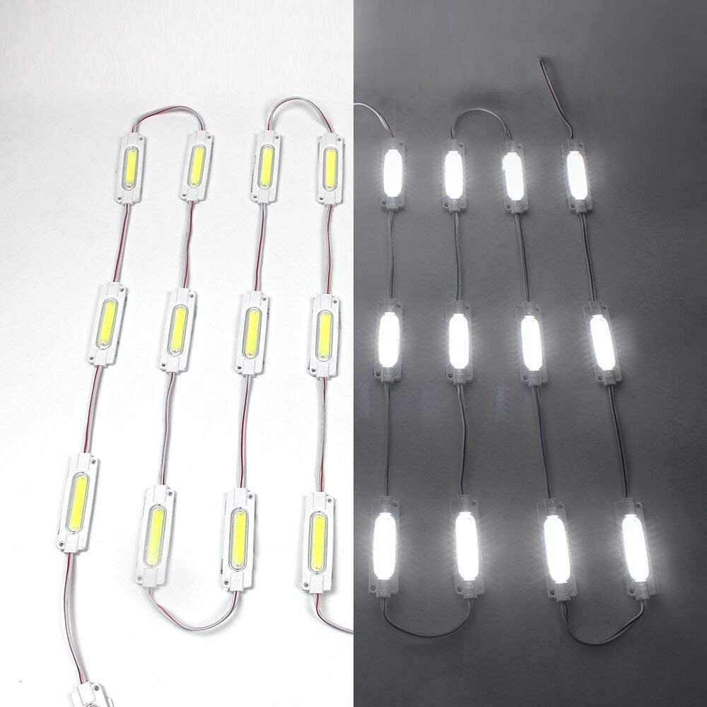 Lot de 20 modules LED COB 2 W, faisceau 160 °, DC 12 V, 100 lm, étanche IP65, avec ruban adhésif au dos
