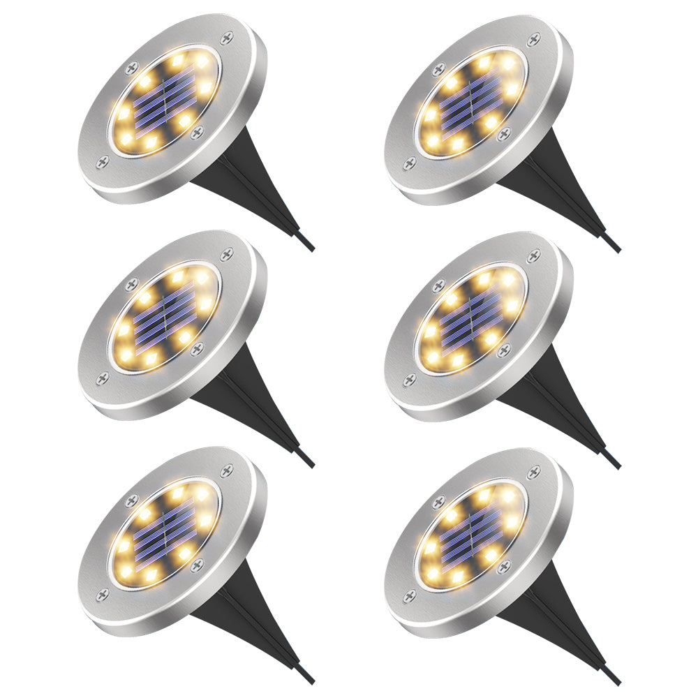 6 pack Solar Garden Light Outdoor 8 LED In-Ground Landscape Lighting for Lawn Patio Pathway Yard