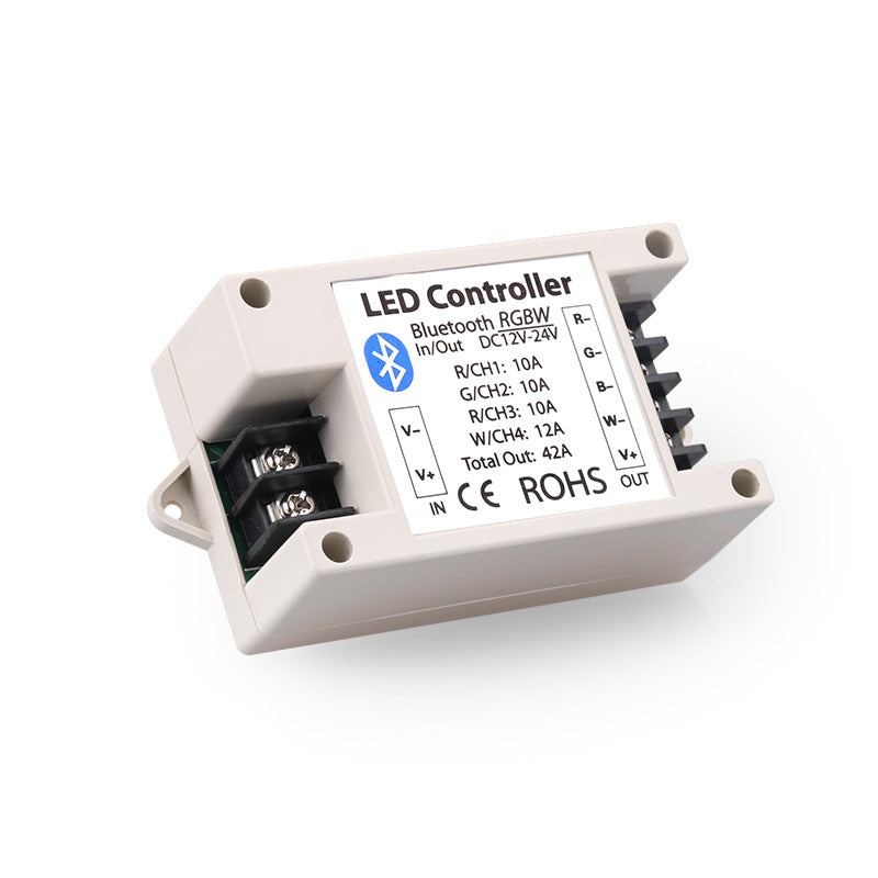 Contrôleur de bande LED RGB/RGBW Bluetooth – 12 V-24 V CC | Contrôle via application smartphone (iOS et Android) | Pour bandes LED