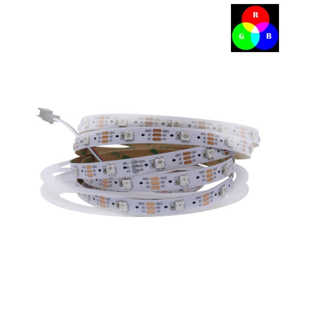 Bande lumineuse LED adressable individuellement, DC 5 V SK6812, 5050 RGB, 500 cm, 30 LED/mètre, flexible, PCB blanc