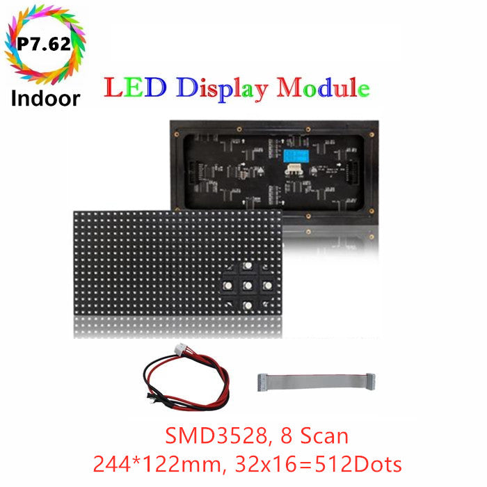 Module LED d'intérieur standard M-ID7.6 P7.62, dalle d'affichage LED RVB 7,62 mm, 244 x 122 mm, 512 points, balayage 1/8, 800 nits, pour affichage intérieur.