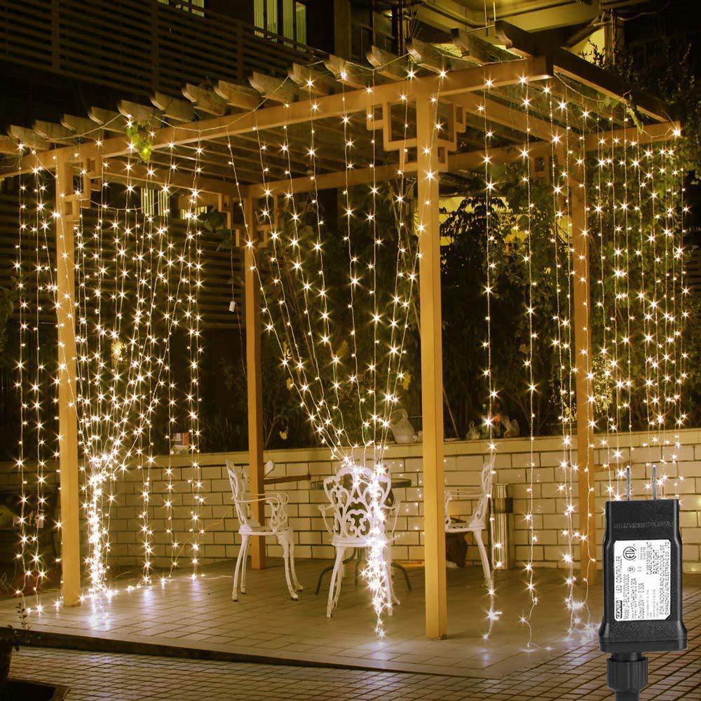 2er-Pack Lichterketten für Vorhänge, 300 LEDs, 3,9 x 3,9 m, 8 Beleucht