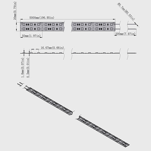 850nm SMD5050 DC12V Infrared LED Strip Light – High Brightness IR for Security, 30/60/120 LEDs/m, 5 Meters, IP00/IP65