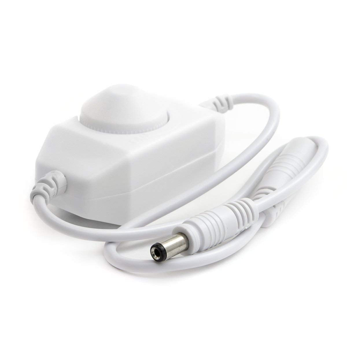 Variateur LED monochrome – 12 V-24 V CC 6 A | Contrôleur variateur LED à commutateur rotatif | Noir/blanc | Pour bandes LED