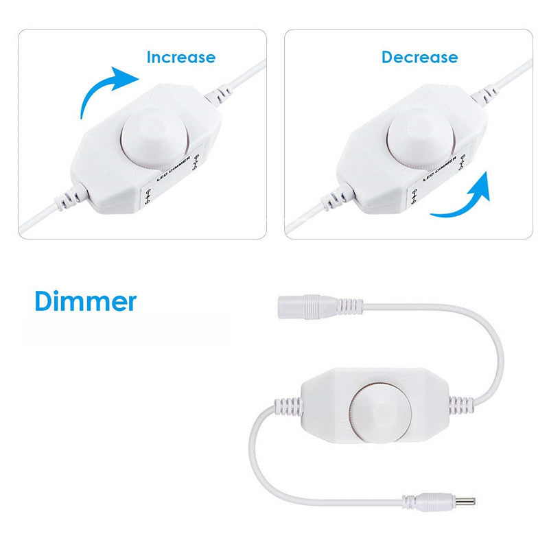 Variateur LED monochrome – 12 V-24 V CC 6 A | Contrôleur variateur LED à commutateur rotatif | Noir/blanc | Pour bandes LED