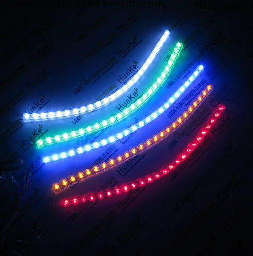 Waterproof Flexible Grill LED Strip Light | 12V DC | 24cm / 48cm / 72cm / 96cm / 120cm | 6000K / 3000K / Red / Green / Blue | Motorcycle & Car Decorative Lighting