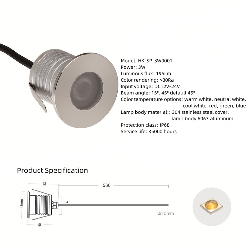 3W Single LED Underwater Lights – IP68 Waterproof | DC 12V / 24V Low Voltage | 304 Stainless Steel Round Submersible Lights | Warm White / Neutral White / Cool White for Pool, Fountain & Garden Landscape Lighting | 8 / 10-Pack