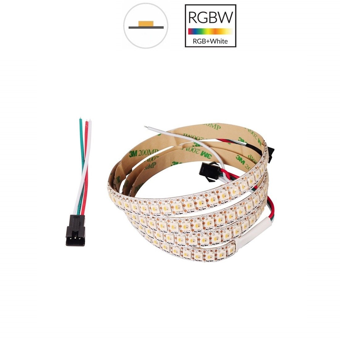 Bande lumineuse LED adressable individuellement, DC 5 V SK6812, 5050 RGBW, 500 cm, 144 LED/mètre, flexible, PCB blanc