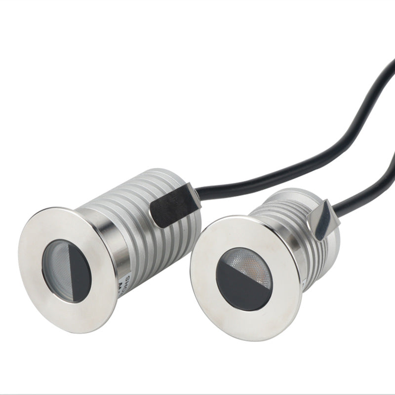 Lot de 8 spots LED encastrés en acier inoxydable, 1 W/3 W, DC12-24 V, IP67, avec lentille brossée antireflet en demi-lune