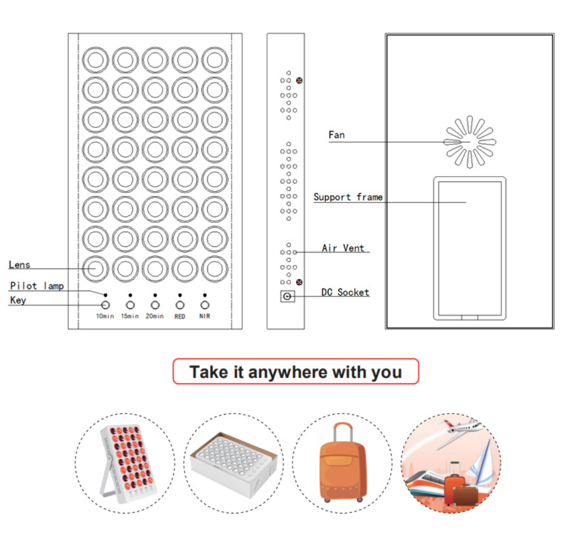 WS50 50W Red LED Light Therapy Panel, Deep Red 660nm & Near Infrared 850nm LED Light Therapy