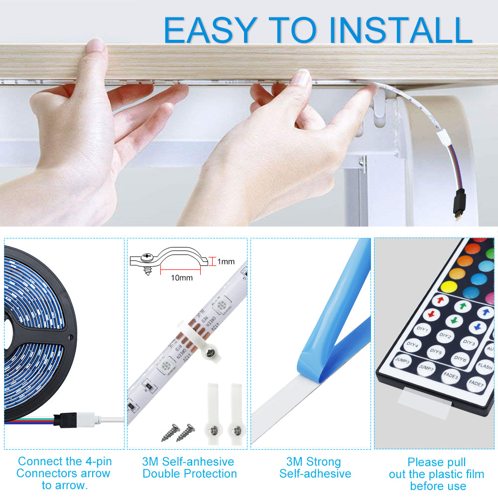 RGB-LED-Streifenlichter 16.4FT/5M SMD5050 300led Wasserdichtes RGB-Farbwechsel-LED-Streifenlicht-Kit