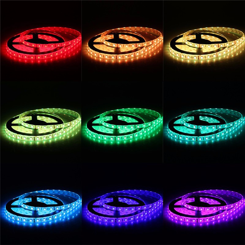 Bande lumineuse LED RGB 5 m SMD5050 300 LED étanche avec changement de couleur