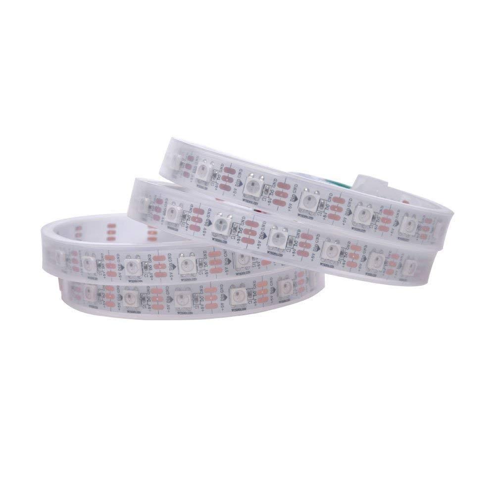 RGBIC LED Strip Light | WS2812 Individually Addressable | SMD5050 RGB | 60 LEDs/M | 5M (16.4FT) Roll | 5V DC | White/Black PCB | IP00/IP65/IP67 Options | Strip & Kit Packages
