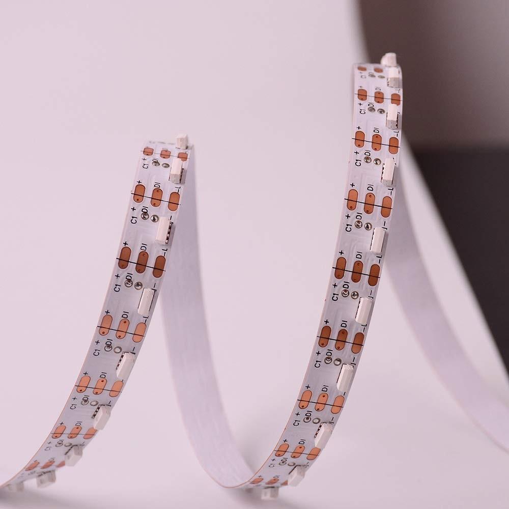 RGBIC LED Strip Light | WS2812 Individually Addressable | RGB Color | Side Emitting | SMD4020 RGB | 60 LEDs/M | 5M (16.4FT) Roll | 5V/12V DC | 5mm White PCB | Strip & Kit Packages