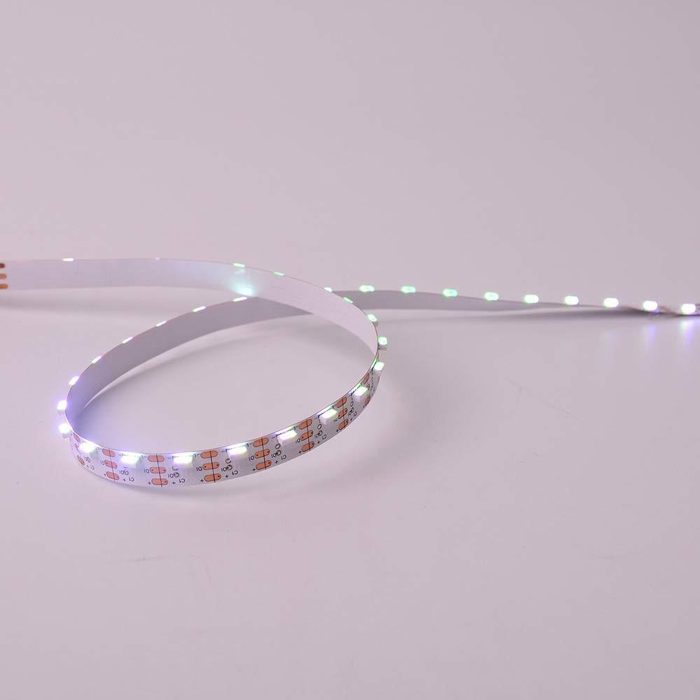 RGBIC LED Strip Light | WS2812 Individually Addressable | RGB Color | Side Emitting | SMD4020 RGB | 60 LEDs/M | 5M (16.4FT) Roll | 5V/12V DC | 5mm White PCB | Strip & Kit Packages