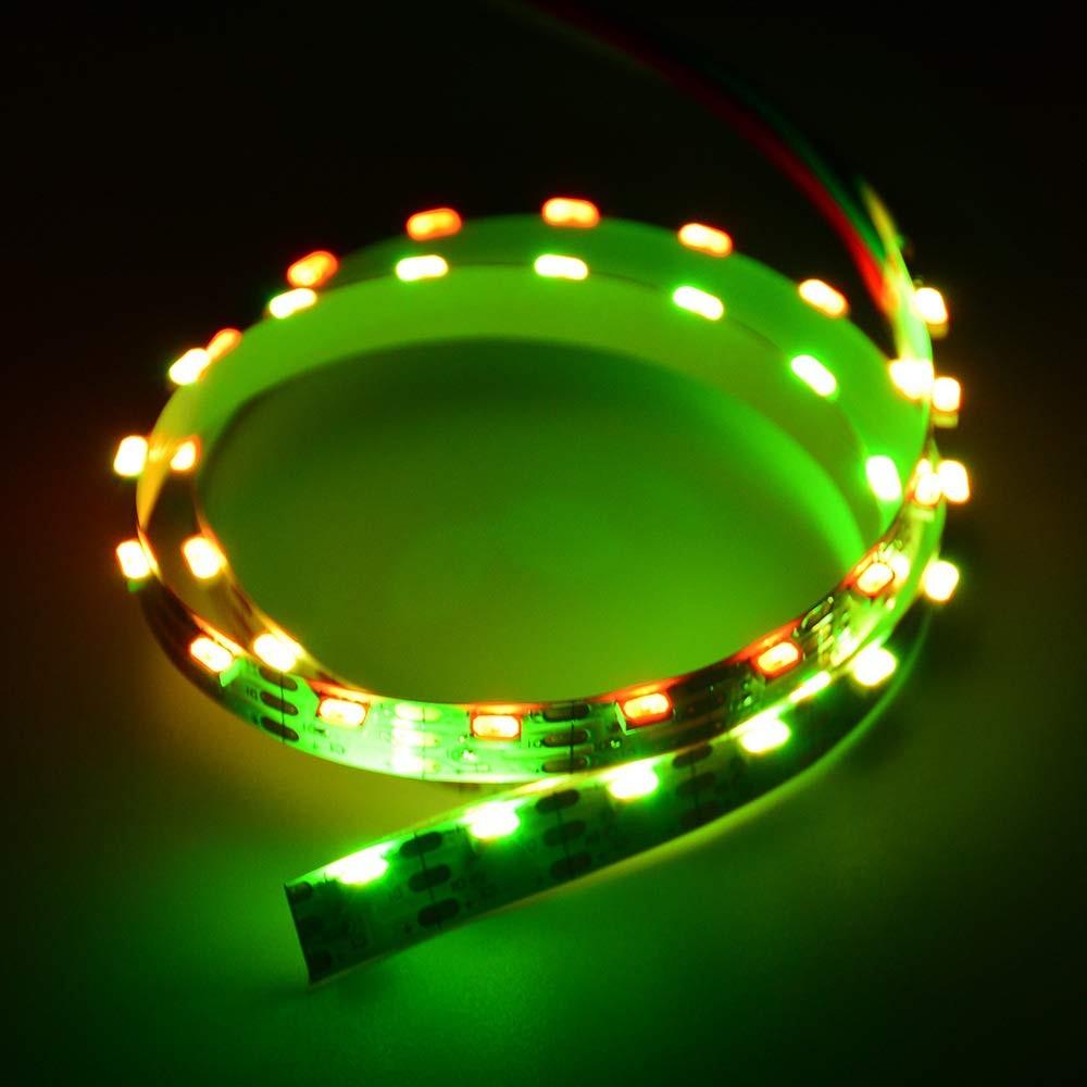 RGBIC LED Strip Light | WS2812 Individually Addressable | RGB Color | Side Emitting | SMD4020 RGB | 60 LEDs/M | 5M (16.4FT) Roll | 5V/12V DC | 5mm White PCB | Strip & Kit Packages